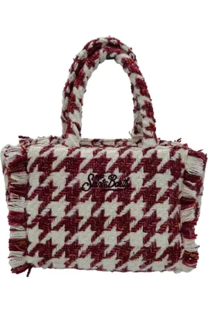 MC2 SAINT BARTH Taske, Dame, Rød, ONE SIZE, Uld, Vinter Beige og Sort Frynset Taske