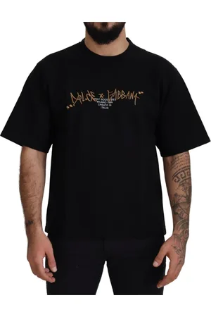 Dolce & Gabbana Top, Herre, Sort, XS, Bomuld, Sort bomuldsblandet rund hals t-shirt