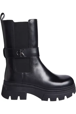 Calvin Klein Sko, Dame, Sort, 39 EU, Læder, Chunky Combat Chelsea Ankelstøvler