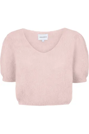American Dreams Strik, Dame, Lyserød, M, Uld, Lyserød Pullover Korte Ærmer Elastikbånd