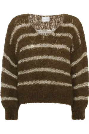 American Dreams Strik, Dame, Brun, L, Uld, Mohair Strik Mørkebrun med Guld