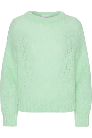 American Dreams Strik, Dame, Grøn, M, Uld, Blød Alpaka Pullover i Mintgrøn