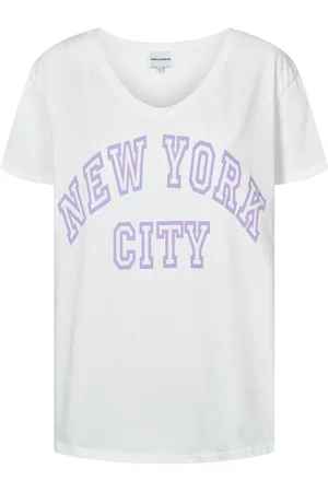 American Dreams Top, Dame, Hvid, XL, Bomuld, Hvid NYC Bomuld Tee med Grafisk Print