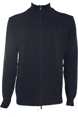 FERRANTE Strik, Herre, Blå, 4XL, Uld, Cardigan med lynlås i to retninger