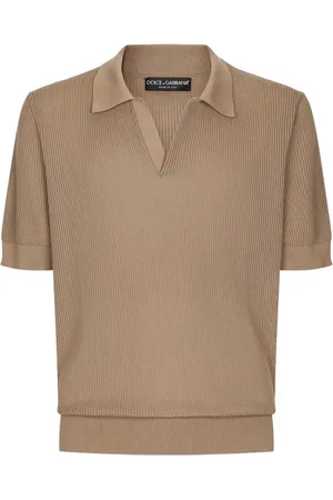 Dolce & Gabbana Top, Herre, Brun, M, Bomuld, Polo med V-hals krave