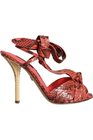 Dolce & Gabbana Sko, Dame, Rød, 37 EU, Læder, Eksotiske Koraller Læder Højhælede Sandaler