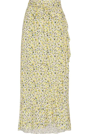 American Dreams Nederdel, Dame, Gul, XL, Blomstret wrap nederdel til sommerdage