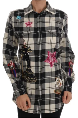 Dolce & Gabbana Bluser & Skjorter, Dame, Sort, S, Uld, Fortryllet Palietternet Uldskjorte