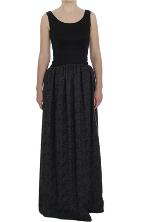 Dolce & Gabbana Kjole, Dame, Sort, XS, Polyester, Elegant Sort Maxi Sheath Kjole