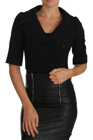 Dolce & Gabbana Jakke, Dame, Sort, 3XS, Uld, Elegant Sort Uld Kort Blazer