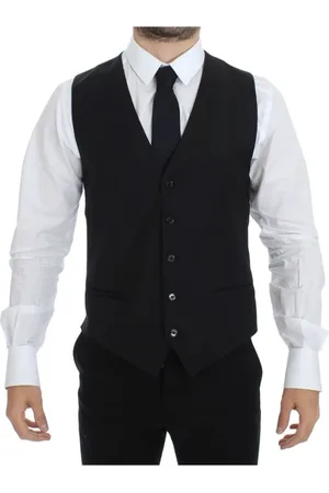 Dolce & Gabbana Jakkesæt, Herre, Sort, S, Uld, Sort Uld-Silke Vest