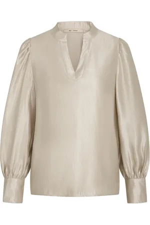 RUE de FEMME Bluser & Skjorter, Dame, Gul, 2XL, Elegant Bluse med Rynkede Ærmer
