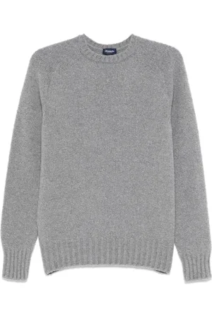 DRUMOHR Strik, Herre, Grå, L, Uld, Merino Uld Crew Neck Sweater