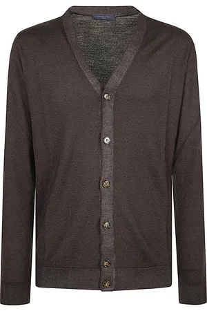 Daniele Fiesoli Strik, Herre, Brun, 2XL, Uld, Ekstra Fin Strik Cardigan