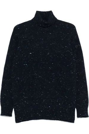 DRUMOHR Strik, Herre, Blå, XL, Uld, Blå Meleret Strik Rullekrave Sweater