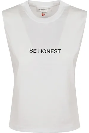 Victoria Beckham Top, Dame, Hvid, S, Bomuld, Hvid Ærlig Slogan Tank Top