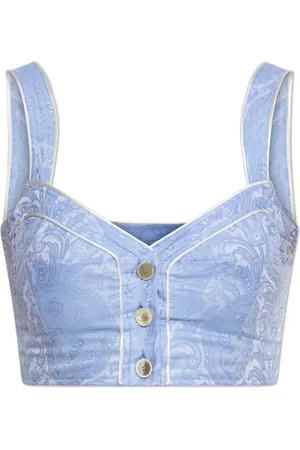 Etro Top, Dame, Blå, S, Bomuld, Kort stroptop