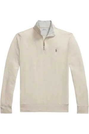 Ralph Lauren Strik, Herre, , XL, Bomuld, Silkeblød Halv Lynlås Bomuldsblandingsbluse