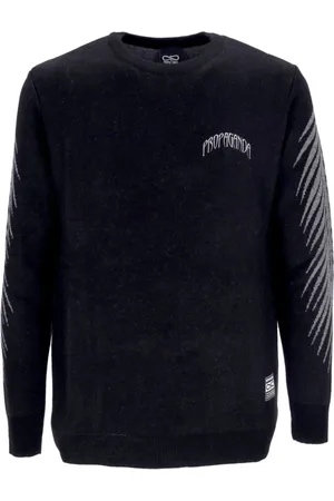 Propaganda Strik, Herre, Sort, S, Uld, Sort Jacquard Crew Neck Sweater