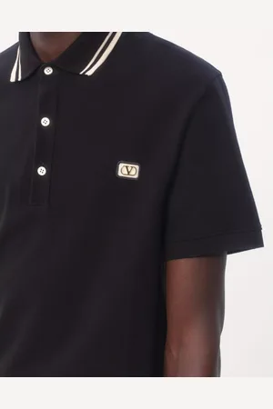 VALENTINO Top, Herre, Sort, L, Bomuld, Bomuldspolo med VLogo-patch
