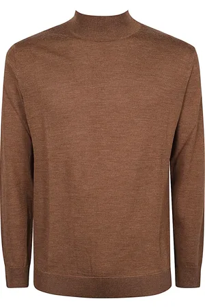 Daniele Fiesoli Strik, Herre, Brun, XL, Uld, Merino Uld Rund Hals Sweater