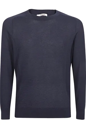 KANGRA CASHMERE Strik, Herre, Blå, XL, Bomuld, Blå Bomuldssweater