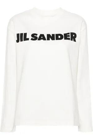 Jil Sander Top, Dame, Hvid, XS, Bomuld, Logo Print Hvid Bomuld T-shirt