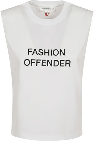 Victoria Beckham Top, Dame, Hvid, XS, Bomuld, Modeforbryder Slogan Tank Top