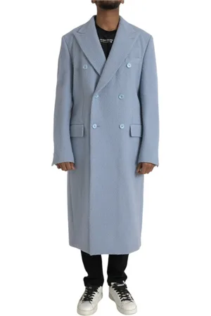 Dolce & Gabbana Frakke, Herre, Blå, XL, Blå Dobbeltbrystet Trenchcoat Jakke