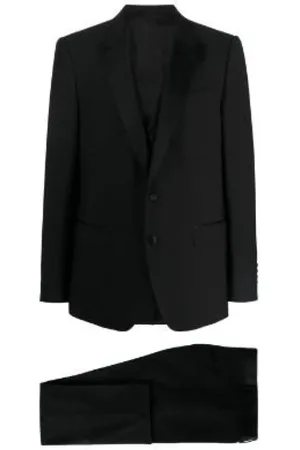 Dolce & Gabbana Jakkesæt, Herre, Sort, M, Uld, Sort Habit med Peak Revers