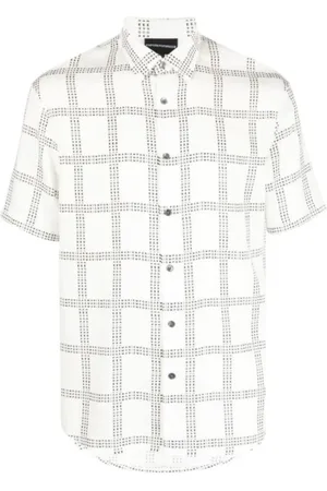 Emporio Armani Skjorte, Herre, Hvid, M, Kortærmet Lyocell Skjorte med Logo