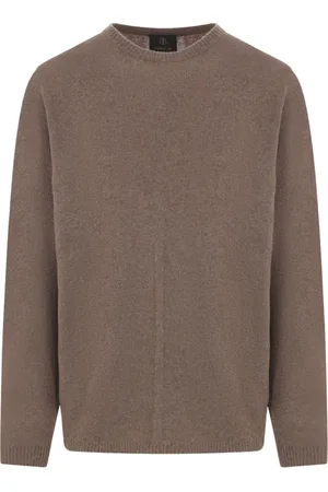 Moncler Strik, Herre, Brun, M, Uld, Grafisk Uld Cashmere Sweater