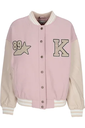 Karl Kani Jakke, Dame, Lyserød, S, Uld, Retro Patch Star Logo College Jacket