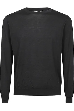 KANGRA CASHMERE Sweathshirts & Hoodies, Herre, Sort, S, Bomuld, Klassisk Silke og Bomuld Rundhals Sweater