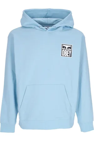 Obey Sweathshirts & Hoodies, Herre, Blå, XL, Bomuld, Ikonisk Letvægts Hættetrøje Himmelblå