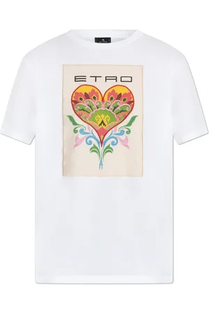 Etro Top, Dame, Hvid, S, Bomuld, T-shirt med broderi