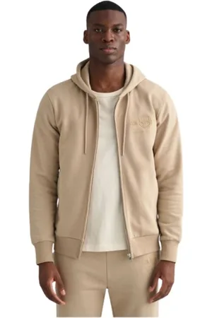 GANT Sweathshirts & Hoodies, Herre, Brun, L, Bomuld, Zip Hoodie Tonal Archive Shield