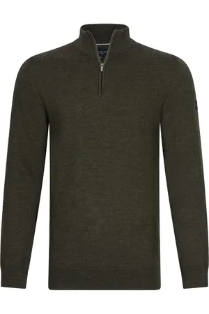 Cavallaro Napoli Strik, Herre, Grøn, 3XL, Merino Half Zip Sweater