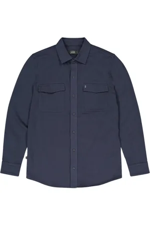 Butcher of Blue Skjorte, Herre, Blå, S, Bomuld, Blå Overshirt med Finn Pocket