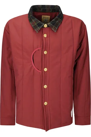 Brain Dead Jakke, Herre, Rød, L, Puffer Button Up Shirt