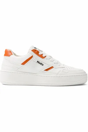 MOEA Sko, Dame, Hvid, 38 EU, Læder, Orange Veganske Sneakers