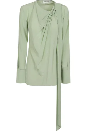 Victoria Beckham Bluser & Skjorter, Dame, Grøn, S, Uld, Jade Twist Tørklæde Top