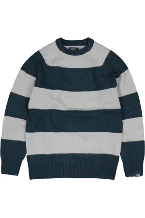 Butcher of Blue Strik, Herre, Blå, 2XL, Edmund Stripe Crew Mørkeblå Sweater