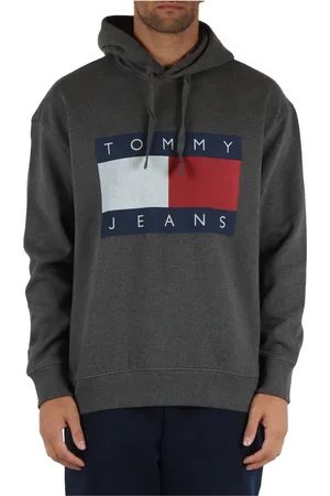 Tommy Hilfiger Sweathshirts & Hoodies, Herre, Grå, L, Bomuld, Bomuldshættetrøje med logoprint