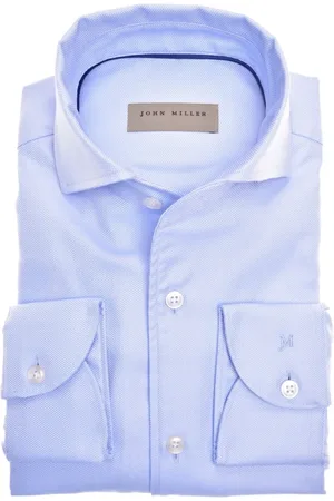 john miller Skjorte, Herre, Blå, S, Tailored Fit Langærmet Skjorte Blå
