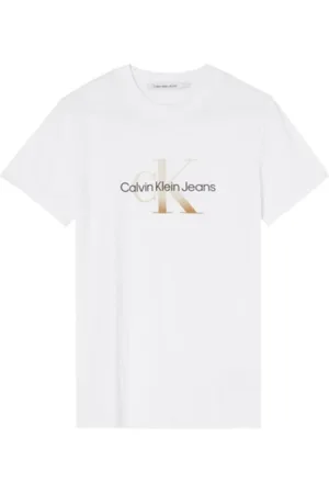 Calvin Klein Top, Dame, Hvid, L, Bomuld, Gradient Logo T-shirt
