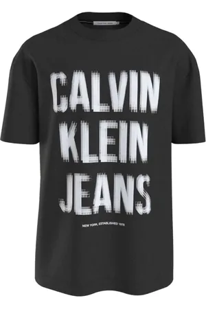 Calvin Klein Top, Herre, Sort, L, Bomuld, Logo Illusion T-Shirt