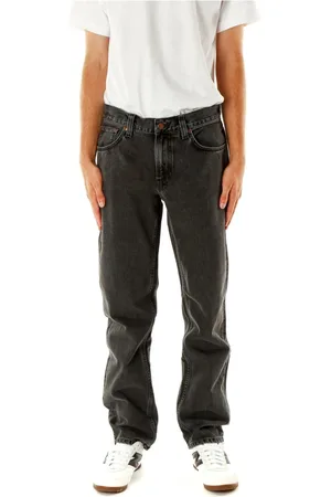 Nudie Jeans Jeans, Herre, Grå, W34 L30, Denim, Mid Waist Straight Fit Denim Jeans