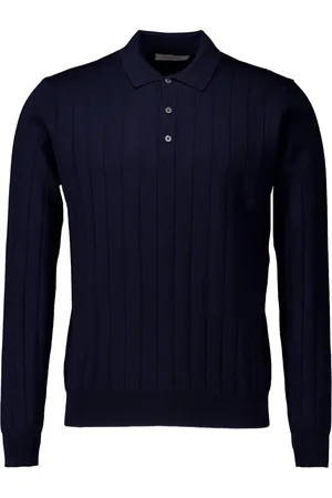corneliani Strik, Herre, Blå, 3XL, Mørkeblå Polo Skjorte