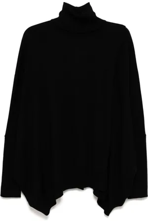 JUNYA WATANABE Strik, Dame, Sort, M, Uld, Sort Ribstrikket Turtleneck Sweater